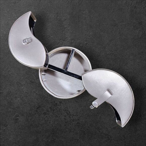 Wolf Designs Yin Yang Silver Round Jewelry Box Multi Compartment Travel Case - Picture 3 of 9